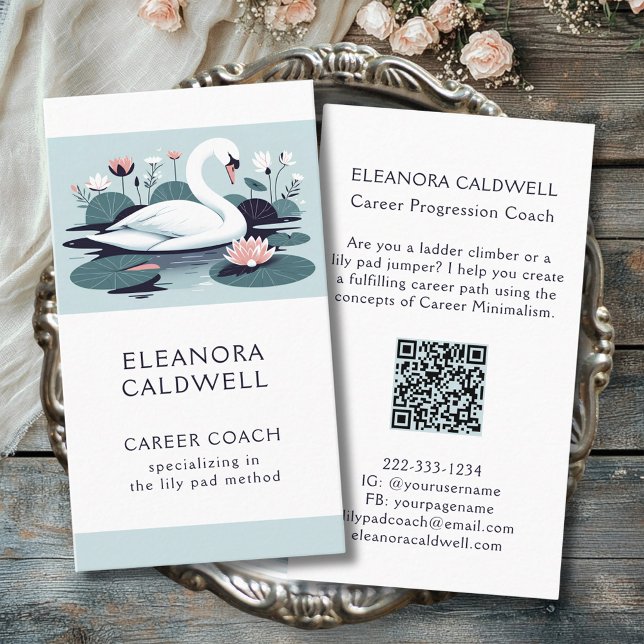 Lily Pads Elegant Swan Career Coach Business Card (Lily Pads Elegant Swan Career Coach Business Card)