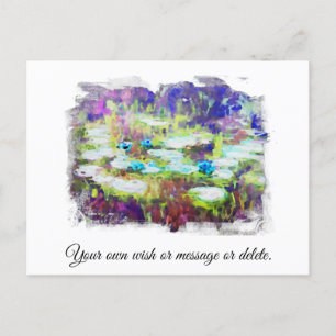 ** Lily Pads Monet Pond AR23 Personalise text  Postcard