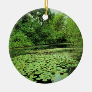Lily Pads on the Pond Ceramic Ornament