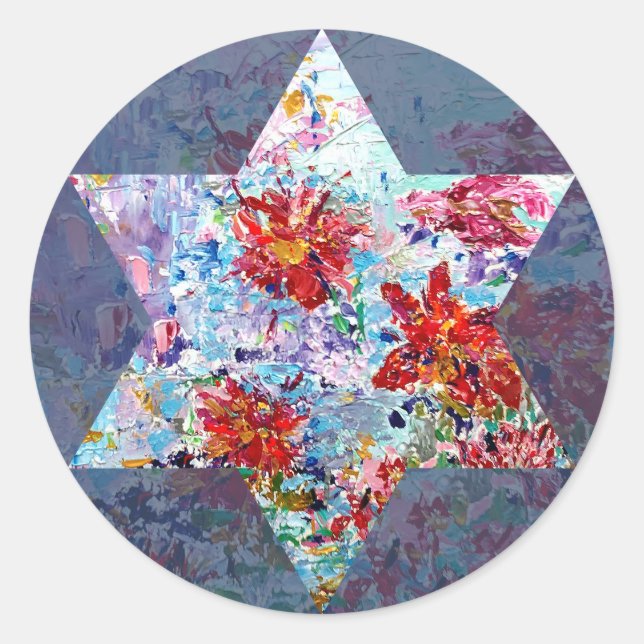 Lily Pads Star of David Classic Round Sticker (Front)