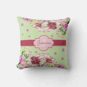 Lily & Peony Floral Mint Cushion