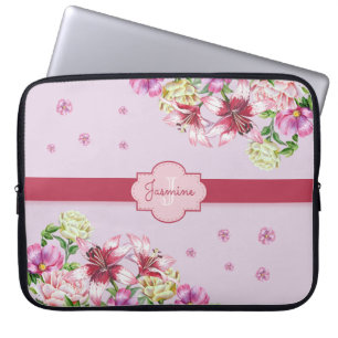 Lily & Peony Floral Purple Laptop Sleeve