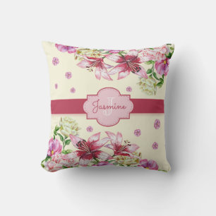 Lily & Peony Floral Yellow Cushion