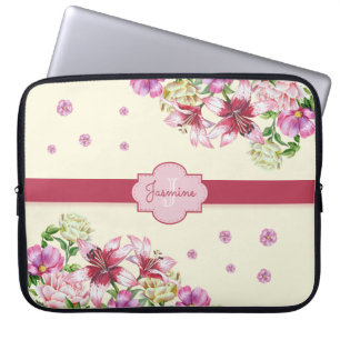 Lily & Peony Floral Yellow Laptop Sleeve