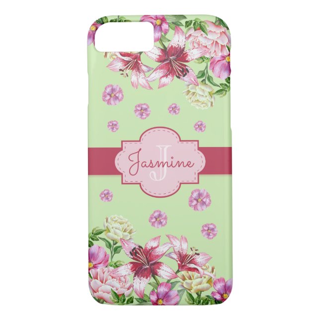 Lily & Peony Mint Case-Mate iPhone Case (Back)