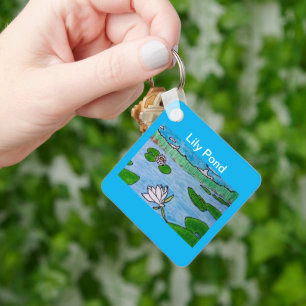 Lily Pond Azure Blue Key Ring