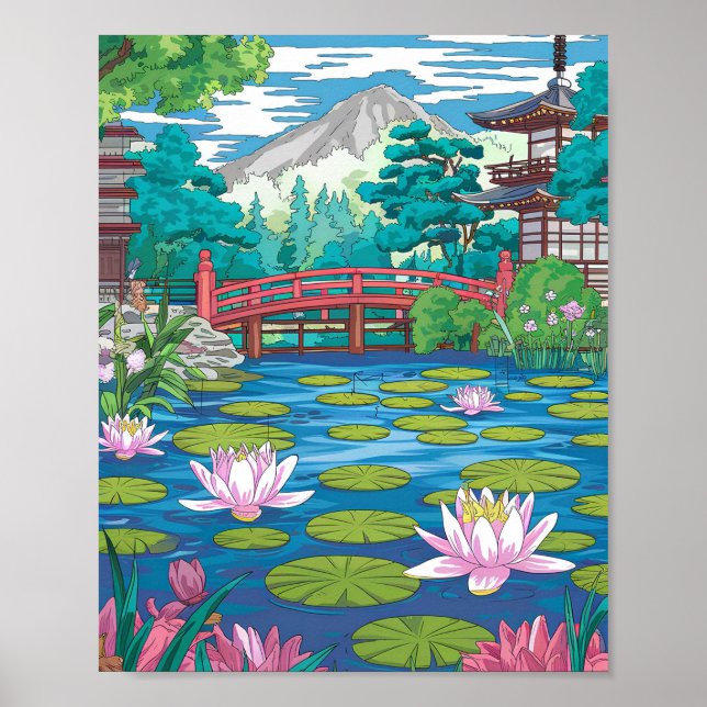 Lily Pond Poster – Minimalist Flat Vector Nature (Front)