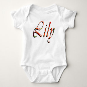 "Lily" Red Floral Lily Name, Baby Bodysuit