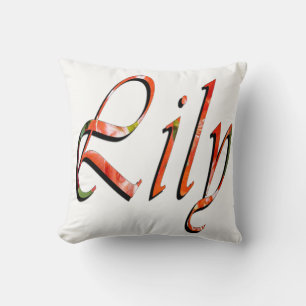 "Lily" Red Floral Lily Name, Cushion
