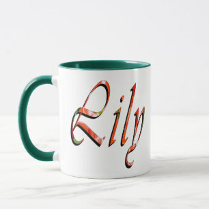 "Lily" Red Floral Lily Name, Mug