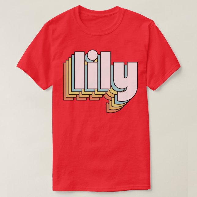 Lily Retro Rainbow Typography Faded Style T-Shirt (Design Front)