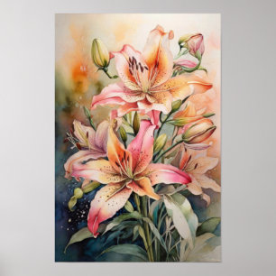 Lily’s Luminance - Watercolor Flowers - Floral Poster