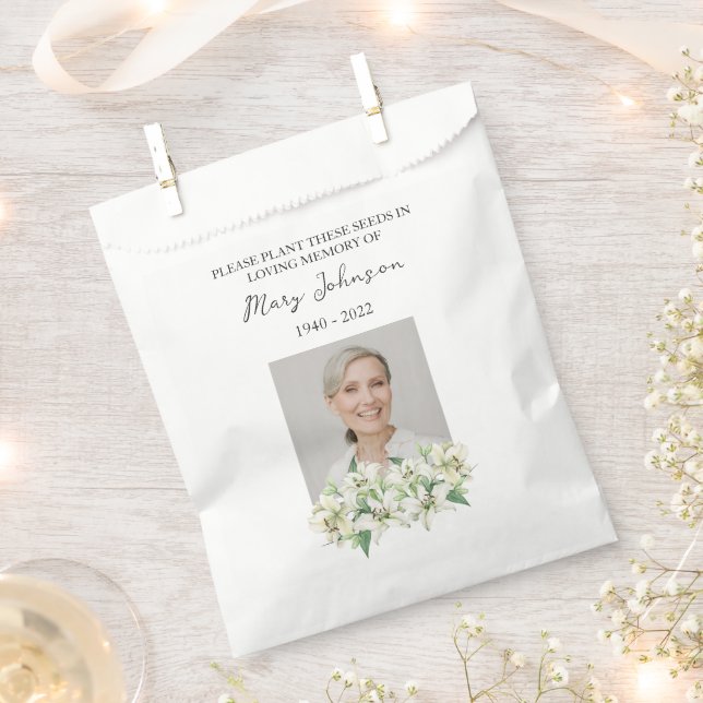 Lily Seed Packet Memorial Funeral Favor Bag (Clipped)