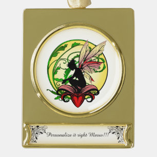 Lily Shadow Fairy Gold Plated Banner Ornament