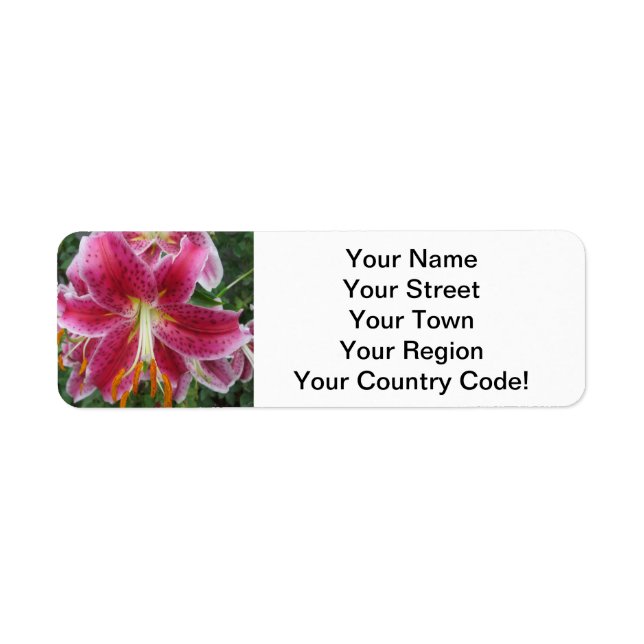 Lily Stargazer Purple Flower Return Address Label (Front)