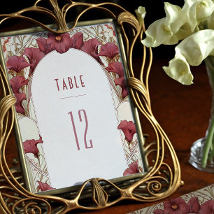 Lily Table Numbers Vintage Art Nouveau Wedding