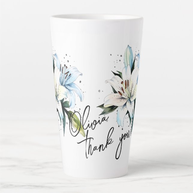 Lily "Thank you!" Editable Slogan & Name Latte Mug (Front)