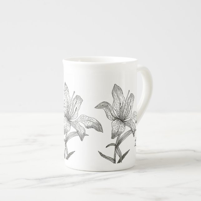 lily to customise or personalise bone china mug (Front Right)