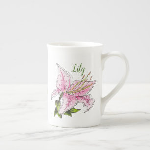 lily to customise or personalise bone china mug