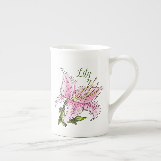 lily to customise or personalise bone china mug (Right)