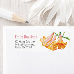 Lily trumpet orange art wedding return address label