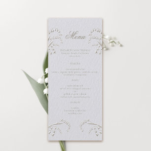 Lily Valley Faux Embossed Ivory Formal Wedding Menu