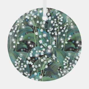 Lily Valley Seamless Pattern Background Glass Tree Decoration