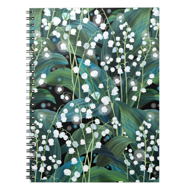 Lily Valley Seamless Pattern Background Notebook (Front)