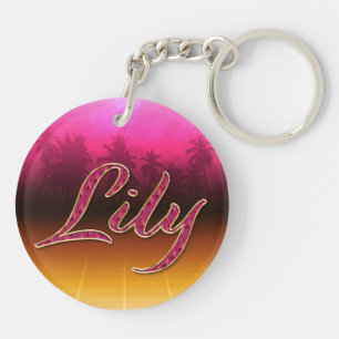 Lily Vorname Name golden pink Schlüsselanhänger Key Ring