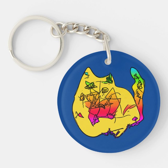 Lily's Abstract Cat  Key Ring (Front)