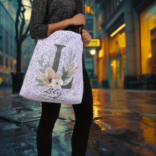 Lily's Graceful Serenity - Boho Floral Monogram Crossbody Bag