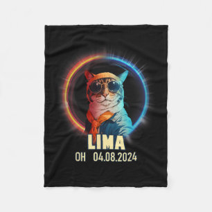 Lima Ohio Total Solar Eclipse 2024 Fleece Blanket