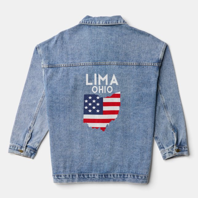 Lima Ohio USA State America Travel Ohioan Premium  Denim Jacket (Back)