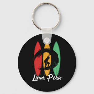 Lima Peru Beach Vintage Retro Surfing Key Ring