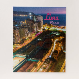 Lima Peru Capital Pacific Coast City Lights Night Jigsaw Puzzle