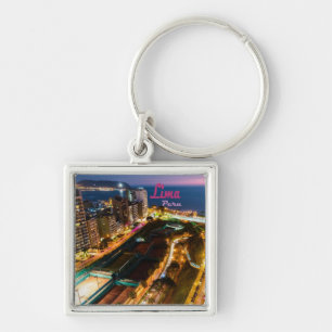 Lima Peru Capital Pacific Coast City Lights Night Key Ring