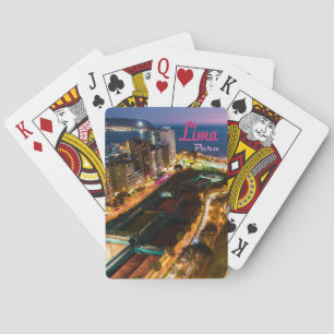 Lima Peru Capital Pacific Coast City Lights Night Playing Cards