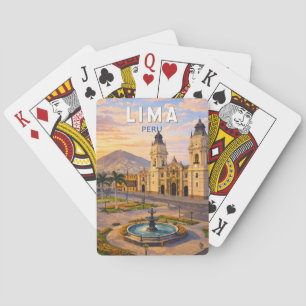 Lima Peru Illustration Travel Art Vintage Playing Cards