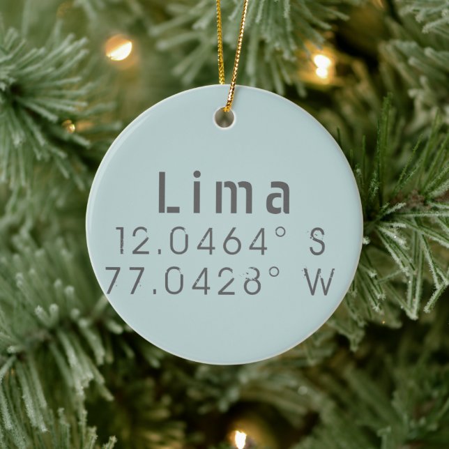 Lima Peru Latitude Longitude Ceramic Ornament (Tree)