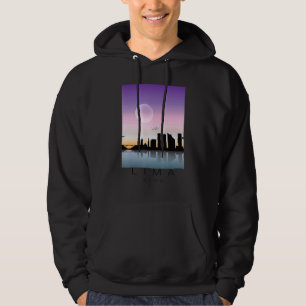 Lima Peru Skyline In Full Moon Souvenir  Love Peru Hoodie