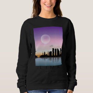 Lima Peru Skyline In Full Moon Souvenir  Love Peru Sweatshirt
