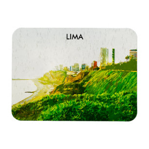 Lima Peru Watercolor Panorama View Magnet