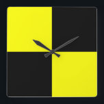 Lima Square Wall Clock<br><div class="desc">Lima Nautical flag symbol,  yellow & black chequered square boxes</div>