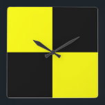 Lima Square Wall Clock<br><div class="desc">Lima Nautical flag symbol,  yellow & black chequered square boxes</div>