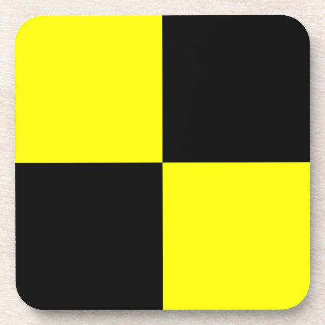 Lima Yellow black chequered Coaster (Front)