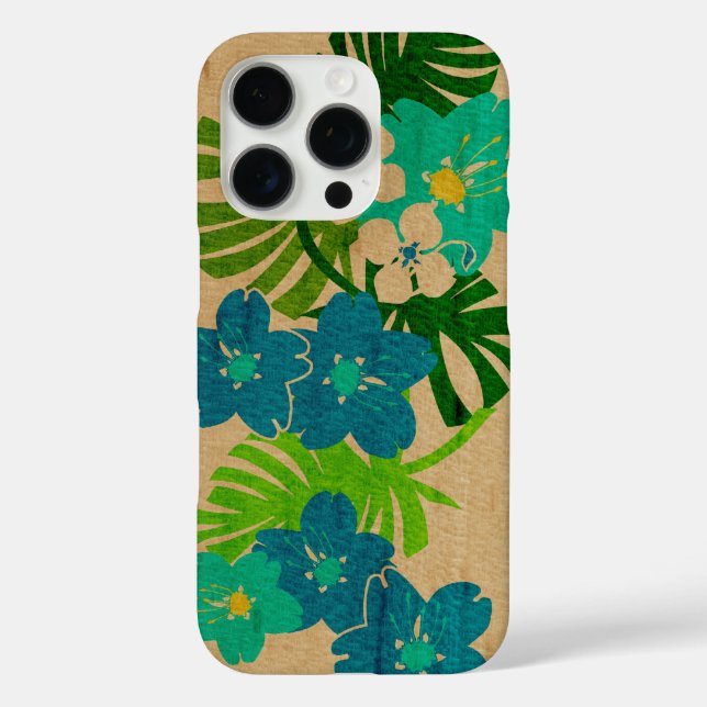 Limahuli Garden Hawaiian Faux Wood Turq Case-Mate iPhone Case (Back)