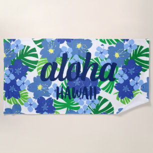 Limahuli Garden Vintage Hawaiian Floral Blue Beach Towel