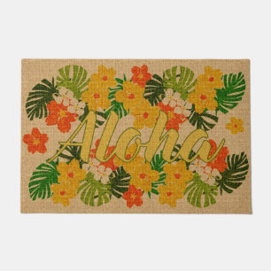 Limahuli Garden Vintage Hawaiian Orange Aloha Doormat