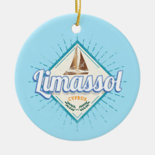 Limassol City Cyprus Retro Sailing Ship Vintage Ceramic Ornament
