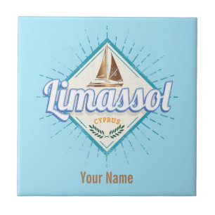 Limassol City Cyprus Retro Sailing Ship Vintage Lu Ceramic Tile